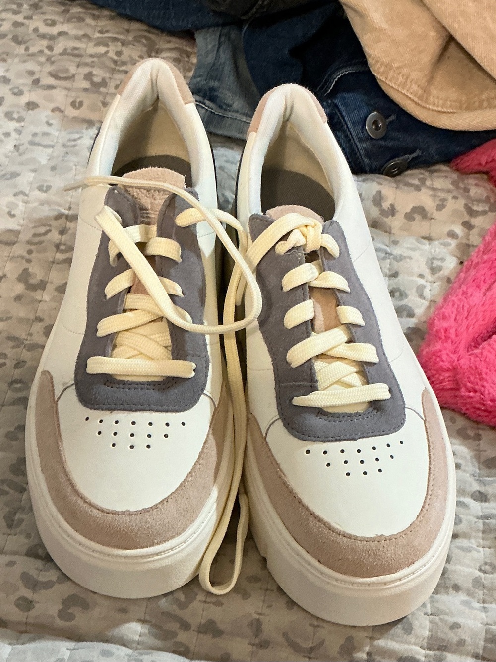 Timberland Cream Platform Sneakers mauve and gray